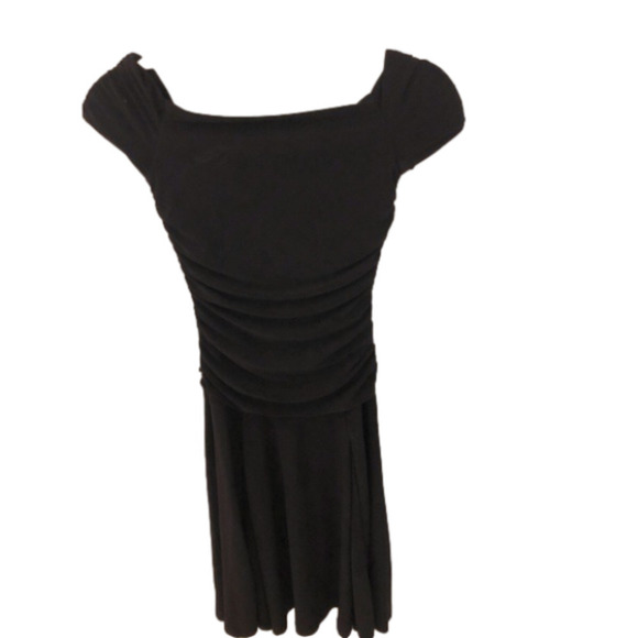 RUBY Black Cocktail Dress with gathered, fitted bodice and flared skirt - Picture 2 of 3